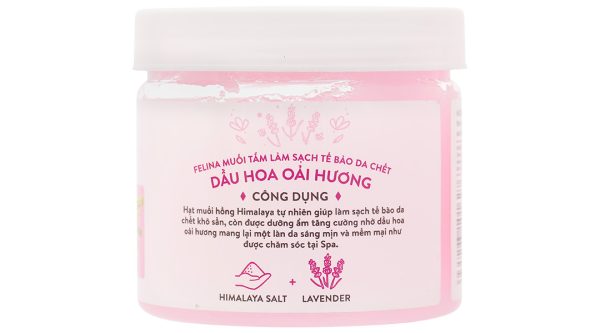 Muối tắm Felina dầu hoa oải hương làm sạch, tẩy tế bào chết hũ 500g