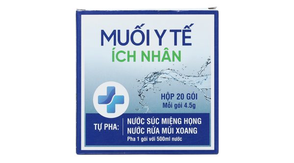 Muối Y Tế Ích Nhân pha nước súc miệng họng, rửa mũi (20 gói x 4.5g)