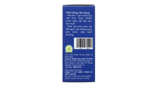 Muối Y Tế Ích Nhân pha nước súc miệng họng, rửa mũi (20 gói x 4.5g)