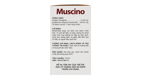 Muscino trị triệu chứng ho khan, ho do kích ứng (10 vỉ x 10 viên)