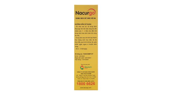 Dung dịch xịt Nacurgo bảo vệ, tái tạo da, ngừa vi khuẩn chai 30ml