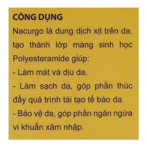 Dung dịch xịt Nacurgo bảo vệ, tái tạo da, ngừa vi khuẩn chai 30ml
