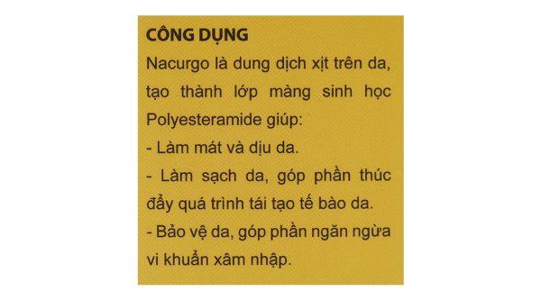 Dung dịch xịt Nacurgo bảo vệ, tái tạo da, ngừa vi khuẩn chai 30ml