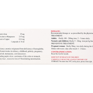 Dung dịch uống Nadyfer trị thiếu máu do thiếu sắt (20 ống x 10ml)