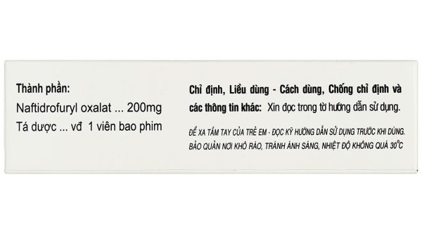 Naftizine 200mg điều trị viêm động mạch tắc nghẽn mãn tính chi dưới (3 vỉ x 10 viên)