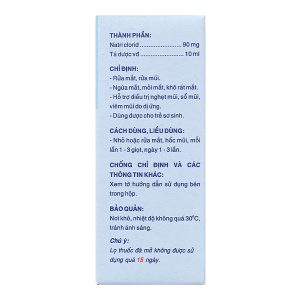 Dung dịch nhỏ mắt Natri Clorid Bidiphar 0.9% vệ sinh mắt, mũi lọ 10ml