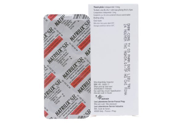 Natrilix SR 1.5mg trị tăng huyết áp (3 vỉ x 10 viên)