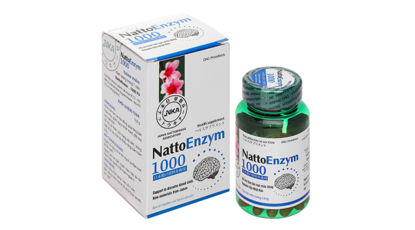 NattoEnzym 1000 hỗ trợ làm tan cục máu đông, giảm nguy cơ đột quỵ lọ 60 viên