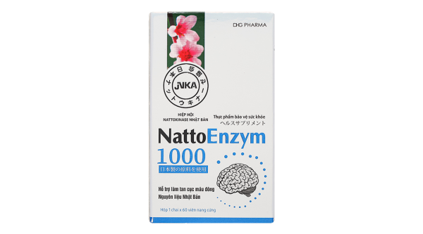 NattoEnzym 1000 hỗ trợ làm tan cục máu đông, giảm nguy cơ đột quỵ lọ 60 viên