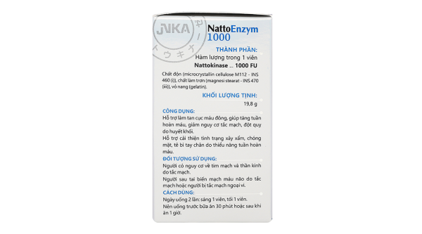 NattoEnzym 1000 hỗ trợ làm tan cục máu đông, giảm nguy cơ đột quỵ lọ 60 viên