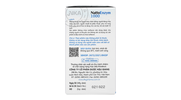 NattoEnzym 1000 hỗ trợ làm tan cục máu đông, giảm nguy cơ đột quỵ lọ 60 viên