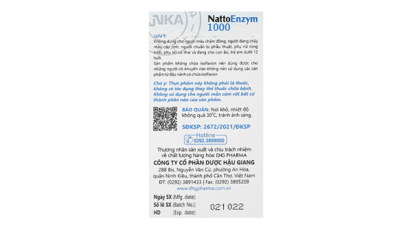 NattoEnzym 1000 hỗ trợ làm tan cục máu đông, giảm nguy cơ đột quỵ lọ 60 viên