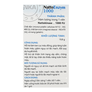 NattoEnzym 1000 hỗ trợ làm tan cục máu đông, giảm nguy cơ đột quỵ lọ 60 viên