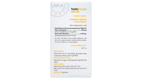 NattoEnzym DHA EPA giúp giảm nguy cơ tắc mạch, đột quỵ do huyết khối chai 60 viên