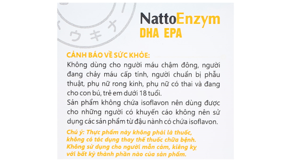 NattoEnzym DHA EPA giúp giảm nguy cơ tắc mạch, đột quỵ do huyết khối chai 60 viên