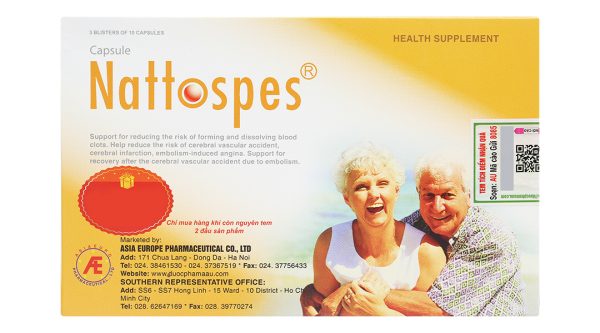 Nattospes hỗ trợ tan cục máu đông, ngừa tai biến hộp 30 viên