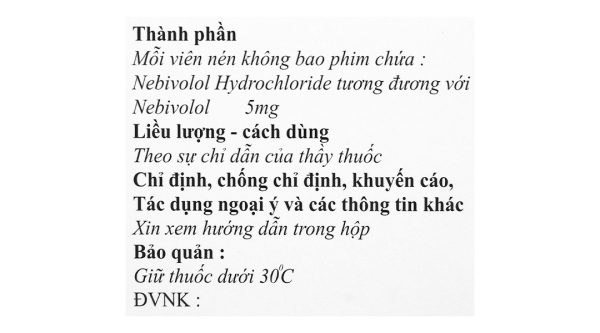 Nebicard-5 trị tăng huyết áp (5 vỉ x 10 viên)