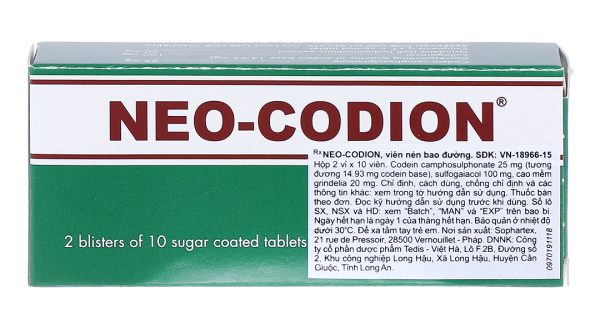 Neo-Codion trị ho khan, ho do kích ứng (2 vỉ x 10 viên)