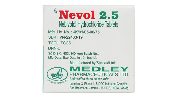 Nevol 2.5 điều trị tăng huyết áp vô căn, suy tim mạn tính (10 vỉ x 10 viên)