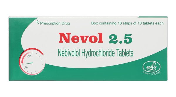 Nevol 2.5 điều trị tăng huyết áp vô căn, suy tim mạn tính (10 vỉ x 10 viên)