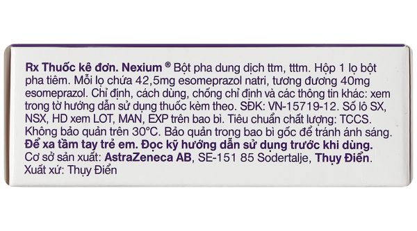 Bột pha tiêm Nexium 40mg trị trào ngược dạ dày-thực quản hộp 1 lọ 40mg
