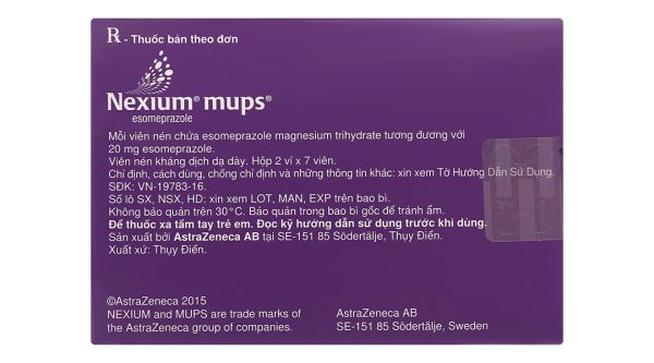 Nexium Mups 20mg trị trào ngược dạ dày, thực quản (2 vỉ x 7 viên)
