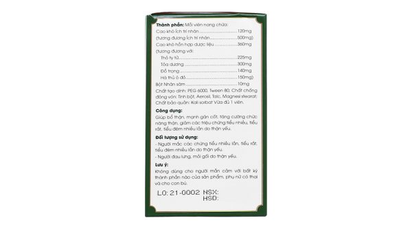Niệu Khang Ích Nhân tăng cường chức năng thận chai 40 viên