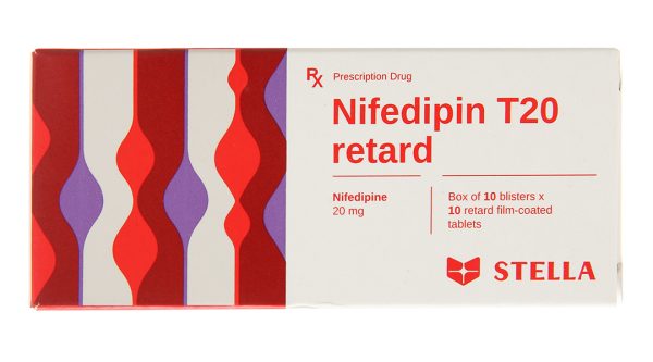 Nifedipin T20 Retard Stella trị tăng huyết áp, đau thắt ngực (10 vỉ x 10 viên)