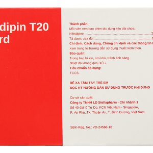 Nifedipin T20 Retard Stella trị tăng huyết áp, đau thắt ngực (10 vỉ x 10 viên)