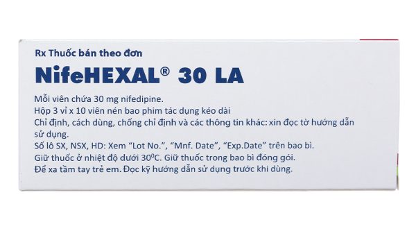 NifeHEXAL 30 LA trị tăng huyết áp, dự phòng trị đau thắt ngực (3 vỉ x 10 viên)