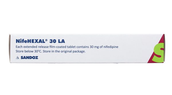 NifeHEXAL 30 LA trị tăng huyết áp, dự phòng trị đau thắt ngực (3 vỉ x 10 viên)