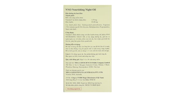 Dầu dưỡng da ban đêm NNO Nourishing giữ ẩm, ngừa nếp nhăn hộp 30 viên