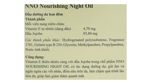 Dầu dưỡng da ban đêm NNO Nourishing giữ ẩm, ngừa nếp nhăn hộp 30 viên