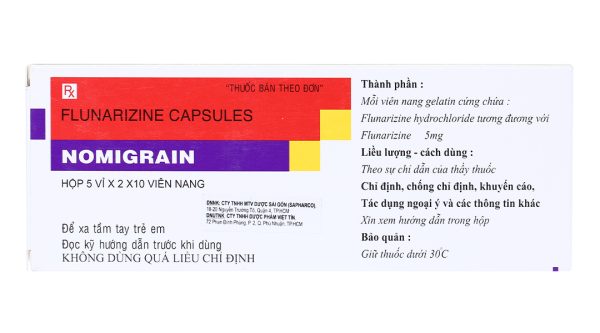 Nomigrain 5mg trị dự phòng đau nửa đầu (5 vỉ x 20 viên)