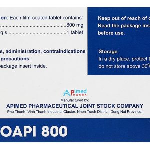 Nooapi 800mg điều trị hội chứng tâm thần thực thể, rung cơ, chóng mặt (10 vỉ x 10 viên)