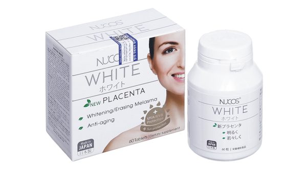 Nucos White New Placenta hỗ trợ trắng da, giảm nám lọ 60 viên