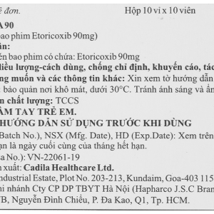 Nucoxia 90mg giảm đau, kháng viêm xương khớp (10 vỉ x 10 viên)