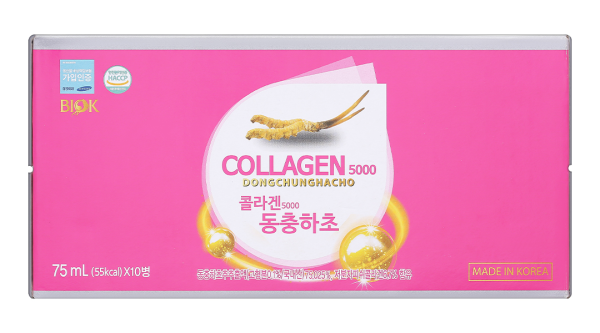 Nước Collagen Đông Trùng Hạ Thảo Biok ngừa lão hóa da, tăng đề kháng hộp 10 chai x 75ml