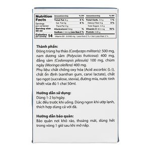 Nước uống đông trùng hạ thảo Hector Sâm bồi bổ sức khỏe, tăng đề kháng hộp 10 chai x 50ml