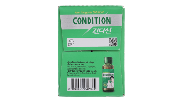 Nước giải rượu Kolmar Condition hỗ trợ giải độc gan, bảo vệ gan hộp 10 chai x 100ml