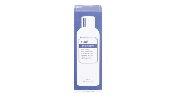 Nước hoa hồng Klairs Supple Preparation Unscented Toner không mùi cấp ẩm cho da chai 180ml
