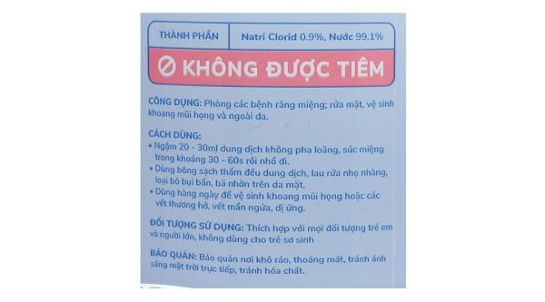 Nước muối Safin sát khuẩn, súc miệng chai 1000ml