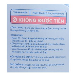Nước muối Safin sát khuẩn, súc miệng chai 500ml