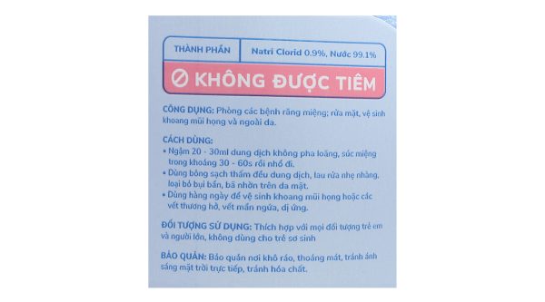 Nước muối Safin sát khuẩn, súc miệng chai 500ml