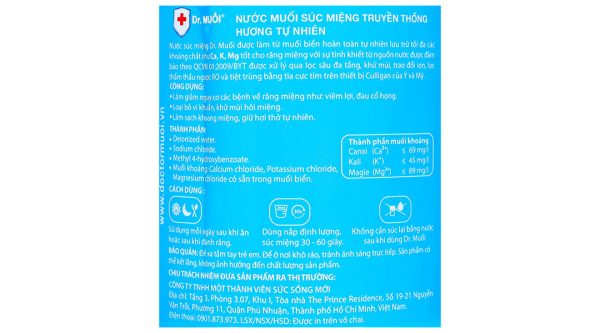 Nước súc miệng Dr. Muối ngừa vi khuẩn, giảm mùi hôi miệng chai 1000ml