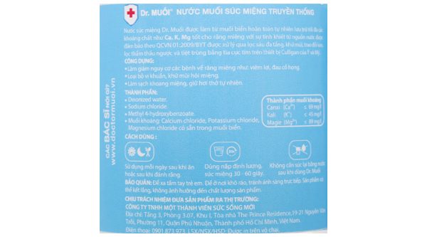 Nước súc miệng Dr. Muối ngừa vi khuẩn, giảm mùi hôi miệng chai 500ml