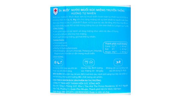 Nước súc miệng Dr. Muối ngừa vi khuẩn, giảm mùi hôi miệng chai 500ml