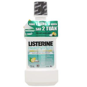 Nước súc miệng Listerine Healthy Bright giúp trắng răng chai 750ml