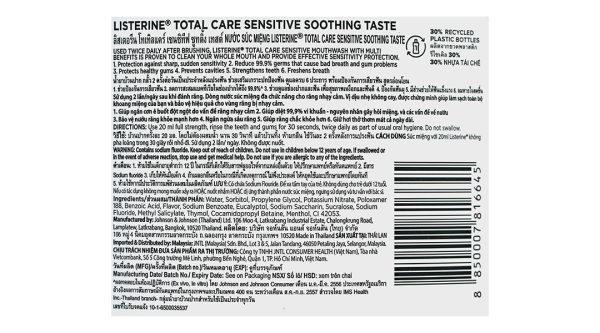 Nước súc miệng Listerine Total Care Sensitive hơi thở thơm mát chai 750ml