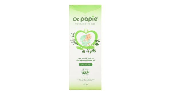 Nước tắm gội thảo dược Dr.Papie ngừa rôm sảy, mẩn ngứa cho bé chai 230ml
